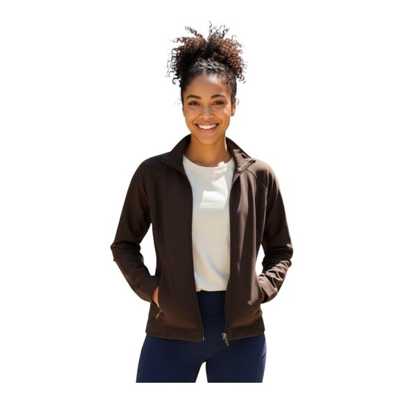 Lucy Jacket Womens Small Brown LucyTech Full Zip Stretch Athletic Zip Pockets - Picture 1 of 12